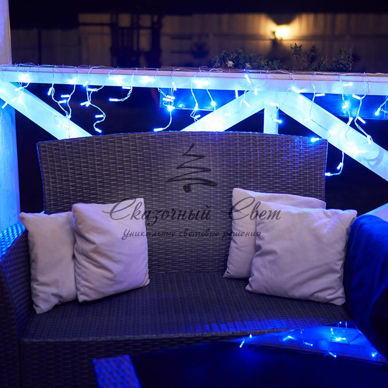 Гирлянда Айсикл (бахрома) светодиодный, 2,4 х 0,6 м, прозрачный провод, 230 В, диоды синие, 88 LED NEON-NIGHT - Image 2