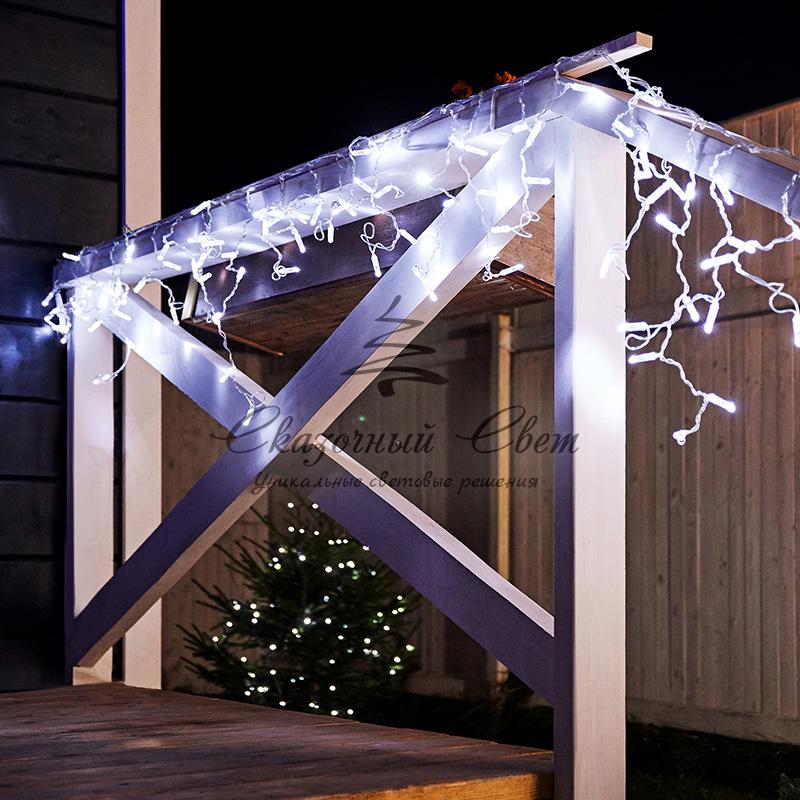 Гирлянда Айсикл (бахрома) светодиодный, 2,4 х 0,6 м, прозрачный провод, 230 В, диоды белые, 88 LED NEON-NIGHT - Image 2