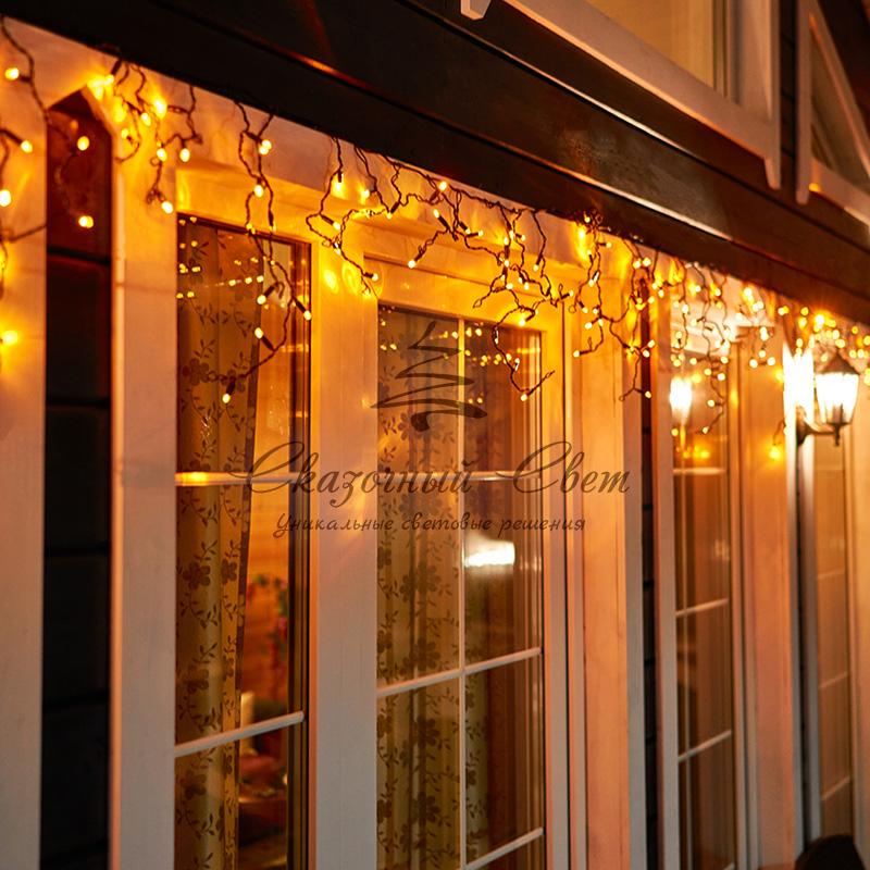 Гирлянда Айсикл (бахрома) светодиодный, 4,8 х 0,6 м, черный провод, 230 В, диоды желтые, 176 LED NEON-NIGHT - Image 2