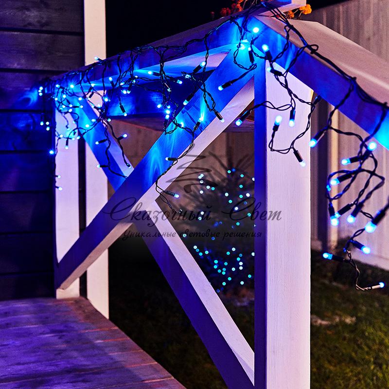 Гирлянда Айсикл (бахрома) светодиодный, 4,8 х 0,6 м, черный провод, 230 В, диоды синие, 176 LED NEON-NIGHT - Image 2
