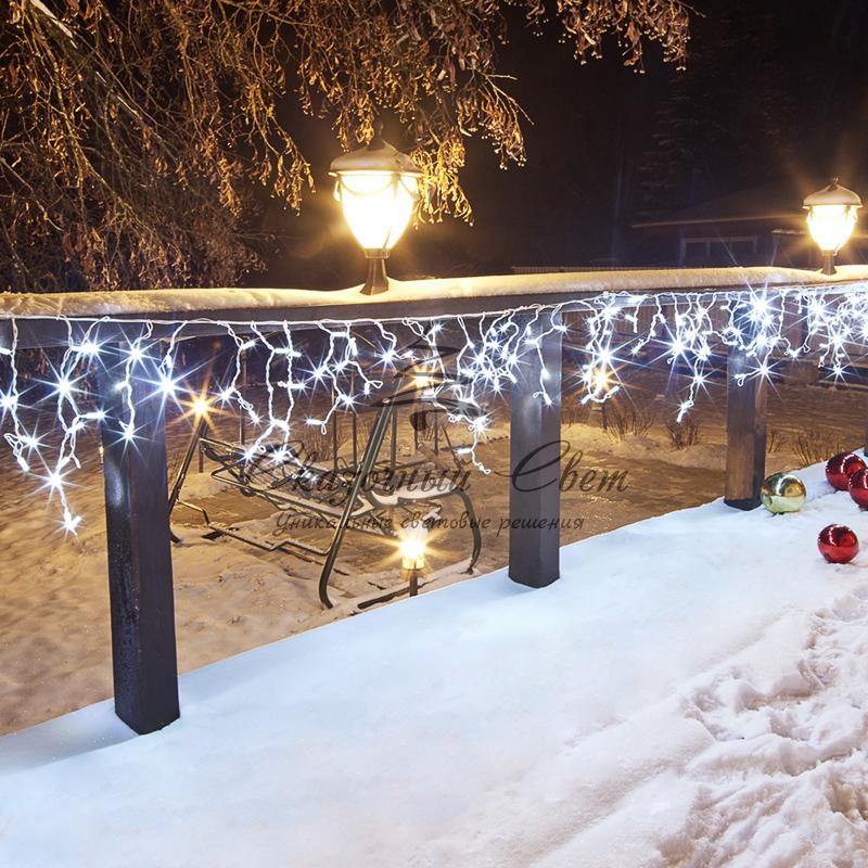 Гирлянда Айсикл (бахрома) светодиодный, 4,8 х 0,6 м, белый провод, 230 В, диоды белые, 176 LED NEON-NIGHT - Image 2