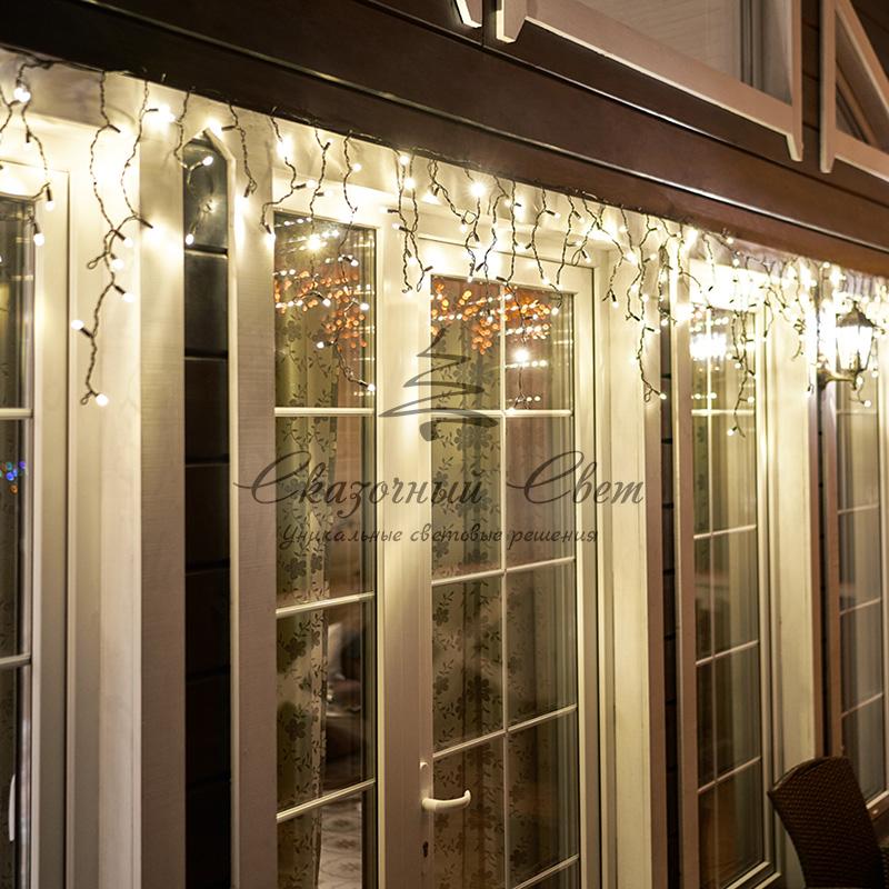 Гирлянда Айсикл (бахрома) светодиодный, 4,8 х 0,6 м, черный провод, 230 В, диоды ТЕПЛЫЙ БЕЛЫЙ, 176 LED NEON-NIGHT - Image 2