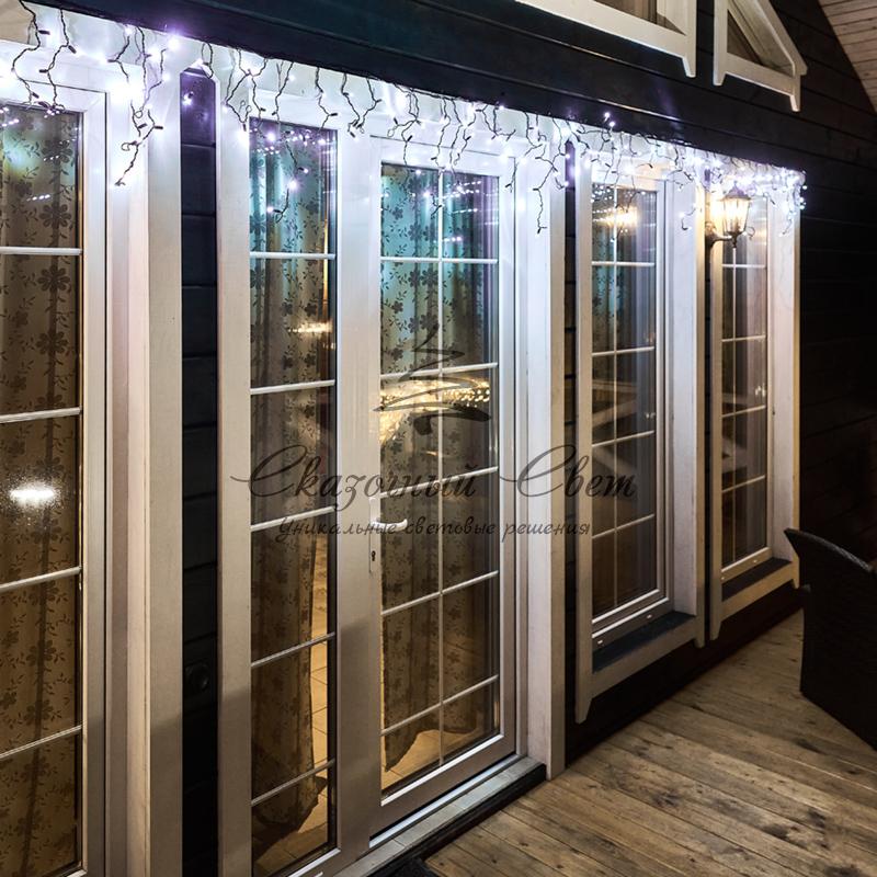 Гирлянда светодиодная «Айсикл» («Бахрома») 4,8х0,6 м, эффект мерцания, черный провод, 230 В, диоды белый, 176 LED NEON-NIGHT - Image 2