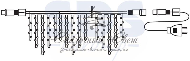 Гирлянда Айсикл (бахрома) светодиодный, 5,6 х 0,9 м, с эффектом мерцания, БЕЛЫЙ провод "КАУЧУК", 230 В, диоды БЕЛЫЕ, 240 LED NEON-NIGHT - Image 2