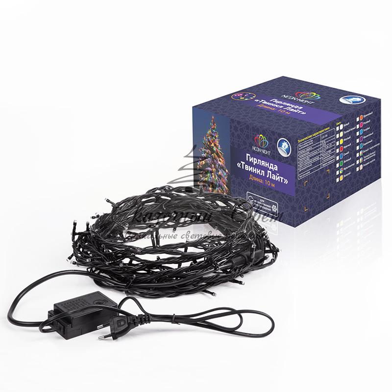 Гирлянда "Твинкл Лайт" 10 м, черный ПВХ, 100 диодов, цвет желтый - Image 2