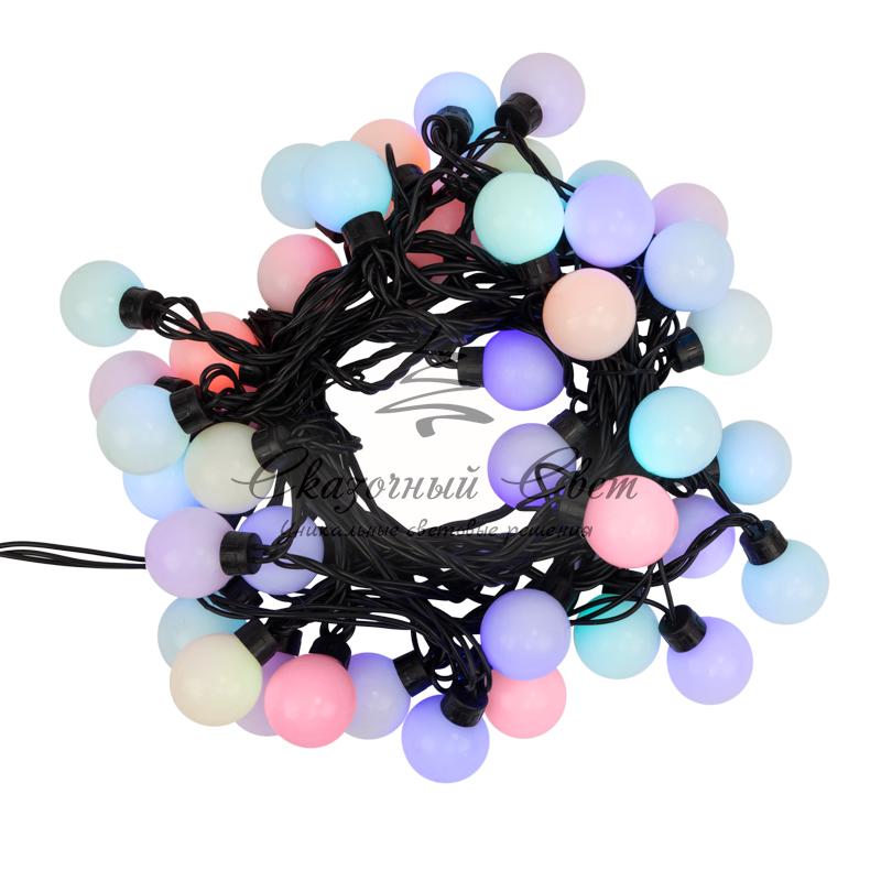 Гирлянда "Мультишарики" Ø38 мм, 10 м, черный ПВХ, 40 диодов, цвет RGB - Image 2