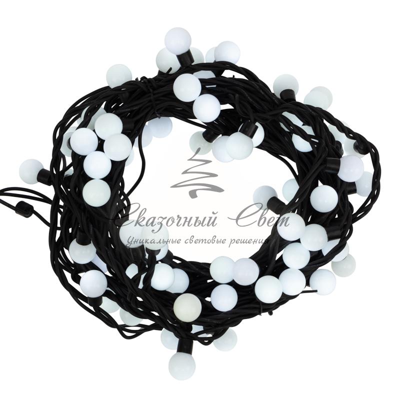 Гирлянда Мультишарики Ø23 мм, 10 м, черный каучук, 80 LED, постоянное свечение, цвет Белый - Image 2