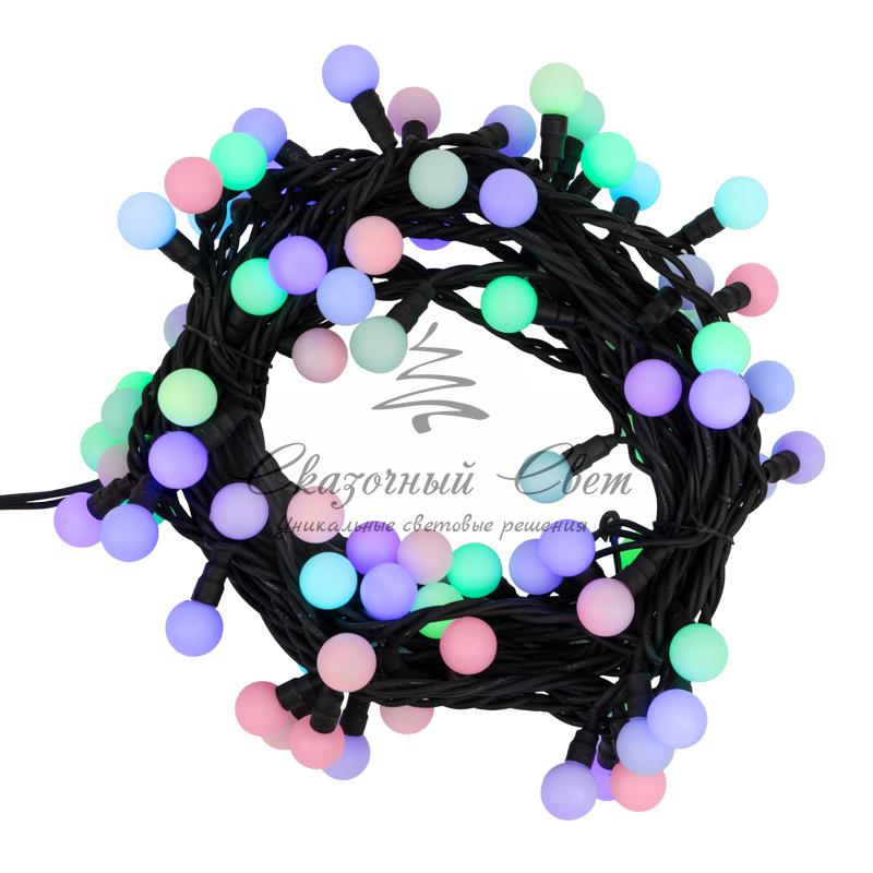 Гирлянда Мультишарики Ø23 мм, 10 м, черный каучук, 80 LED, свечение с динамикой, цвет RGB - Image 2
