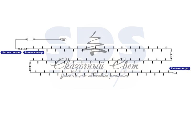Гирлянда Нить (дюраплей) 20м, постоянное свечение, черный каучук, 230В, цвет Мультиколор - Image 2