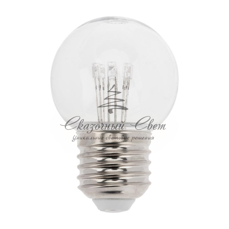 Лампа шар e27 6 LED Ø45мм - желтая, прозрачная колба, эффект лампы накаливания - Image 2