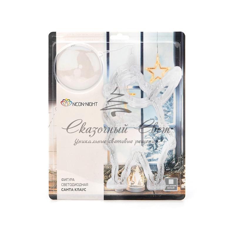 Фигура светодиодная "Санта Клаус" на присоске с подвесом, цвет белый - Image 2