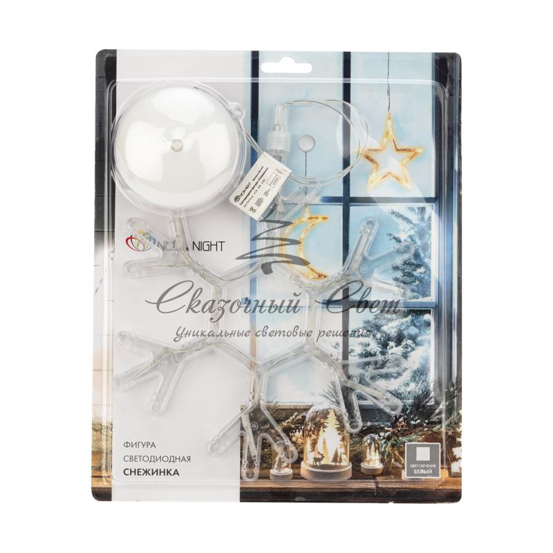 Фигура светодиодная «Снежинка» на присоске с подвесом, цвет белый - Image 2