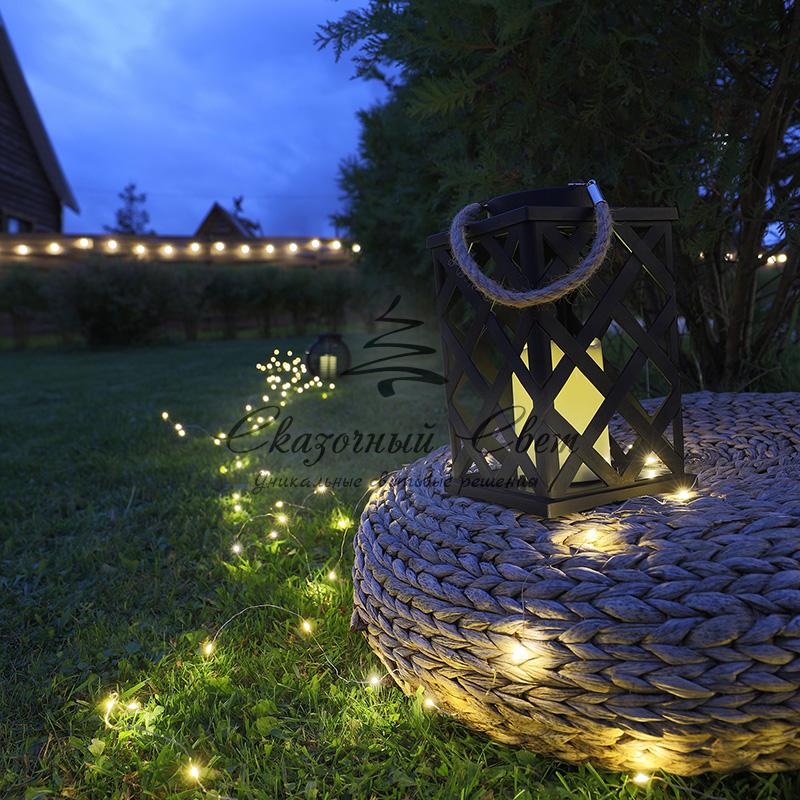 Декоративный фонарь на солнечной батарее 14х14х24 см, черный плетеный корпус, теплый белый цвет свечения NEON-NIGHT - Image 2