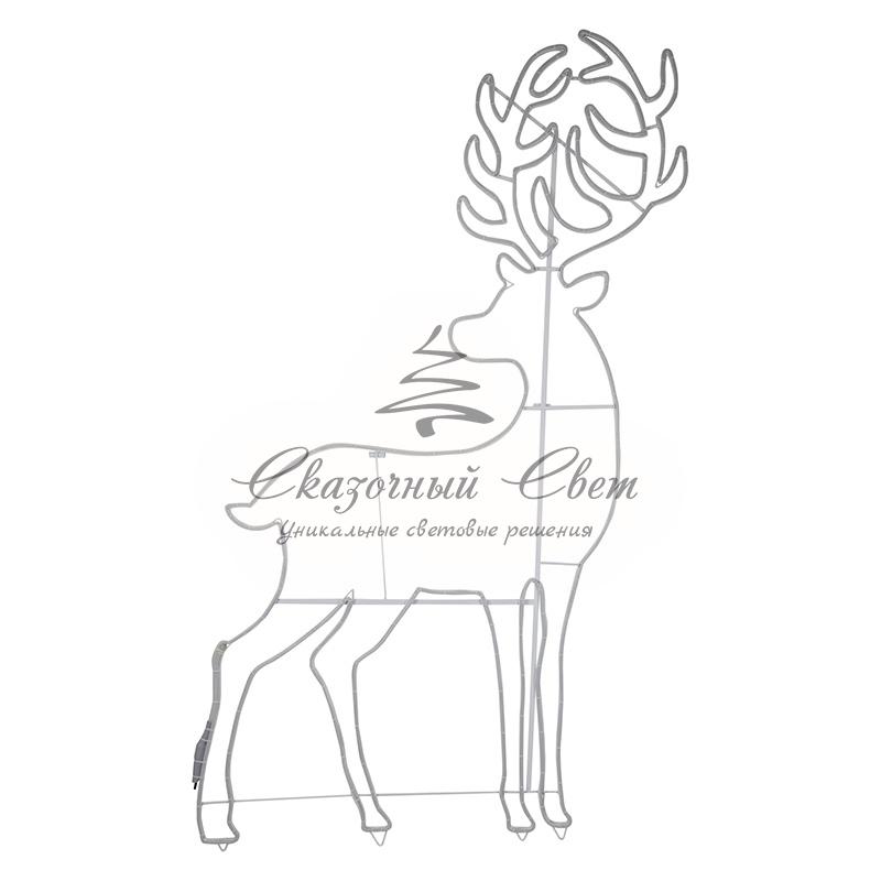 Фигура световая «Сказочный олень» из гибкого неона, 180х110 см, 2400 LED, цвет свечения белый NEON-NIGHT - Image 2