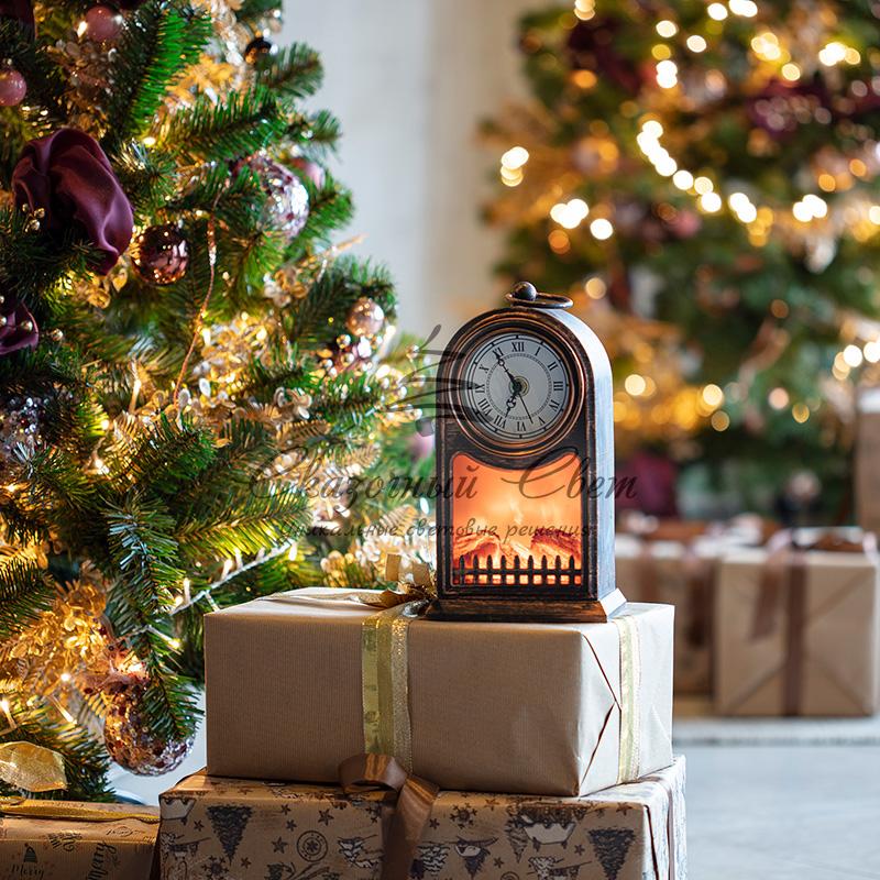 Светодиодный камин «Старинные часы» с эффектом живого огня 14,7x11,7x25 см, бронза, батарейки 2хС (не в комплекте) USB NEON-NIGHT - Image 2