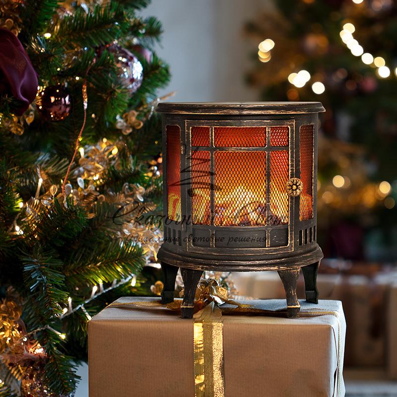 Светодиодный камин «Винтаж мини» с эффектом живого огня 24.8х12.7х30 см, батарейки 3хС (не в комплекте), с USB, бронзовый - Image 2