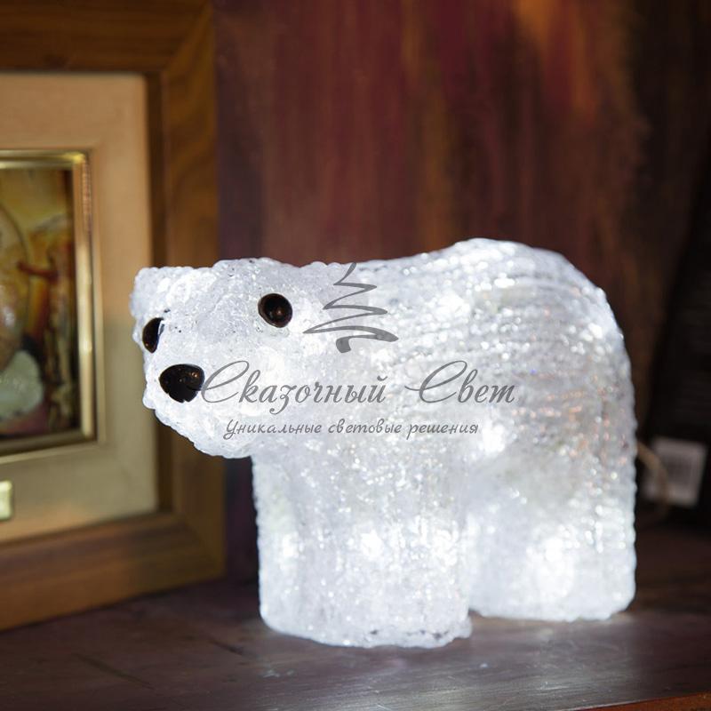 Акриловая светодиодная фигура "Белый мишка" 15х25 см, 4,5 В, 3 батарейки AA (не входят в комплект), 20 светодиодов, NEON-NIGHT - Image 2