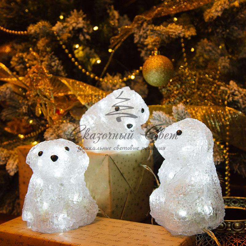 Акриловая светодиодная фигура "Медвежата" 3 шт, 20 см, 60 светодиодов, IP 20, понижающий трансформатор в комплекте, NEON-NIGHT - Image 2