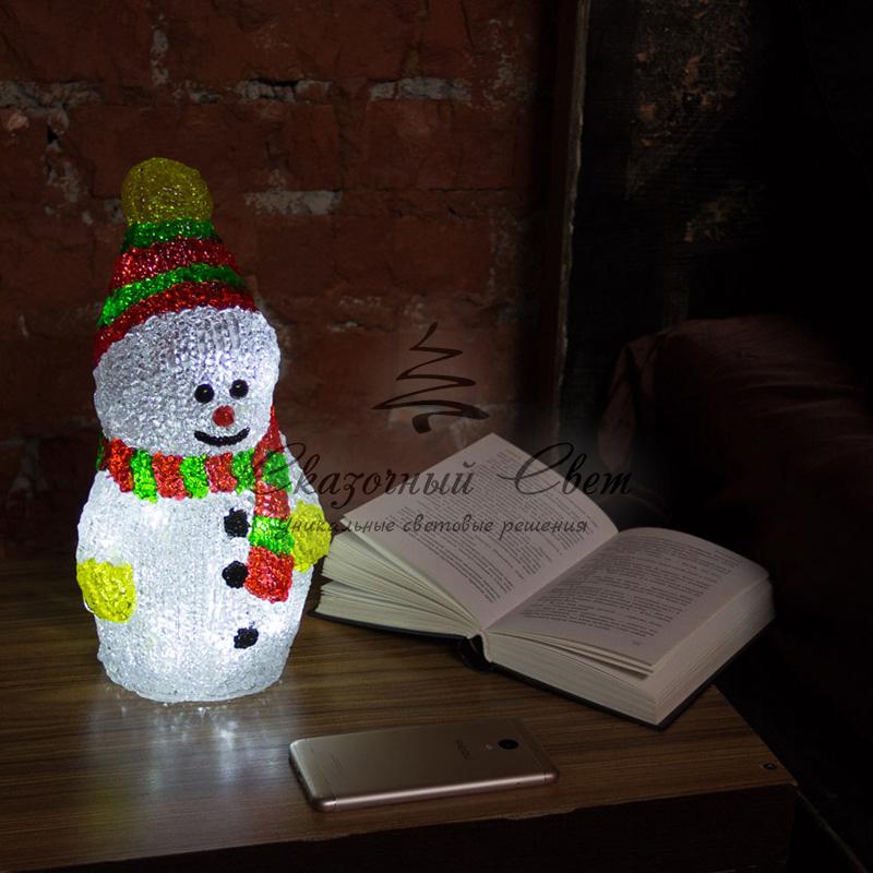 Акриловая светодиодная фигура "Снеговик с шарфом" 30 см, 40 светодиодов, IP 65, понижающий трансформатор в комплекте, NEON-NIGHT - Image 2