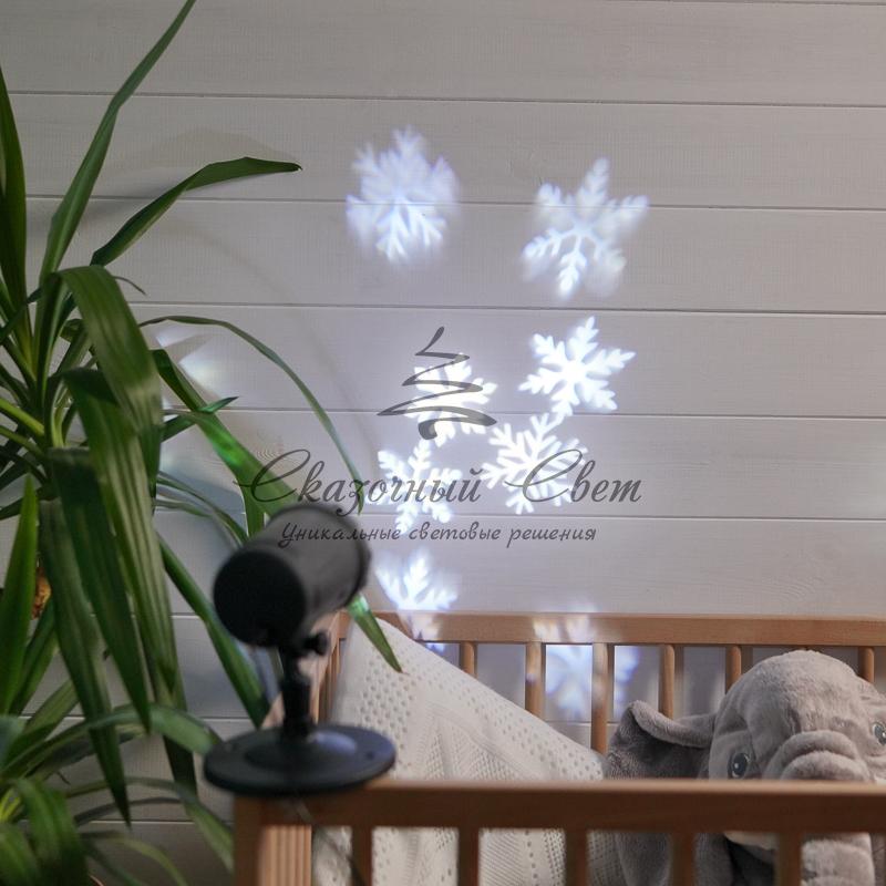 LED проектор, белые снежинки, 230В - Image 2