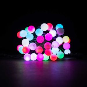 Гирлянда «Шарики» 7,5м Разноцветная с Мерцанием 6В, Диаметр Шарика 23мм, 75 LED, Провод Черный ПВХ, IP54