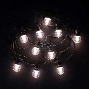 Светодиодная Гирлянда Прозрачная Колба 5м Белая 24В, 10 LED, Провод Черный ПВХ, IP54