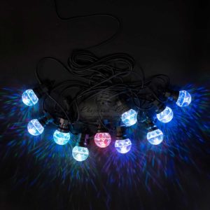 Светодиодная Гирлянда Призма 5м Разноцветная 24В, 10 LED, Провод Черный ПВХ, IP54