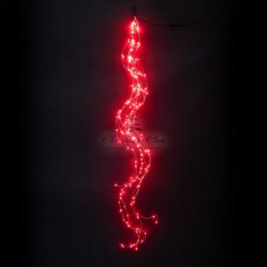 Гирлянда Роса «Конский Хвост» 1,5м Красная, 12В, 200 LED, Провод Прозрачный Проволока, IP67