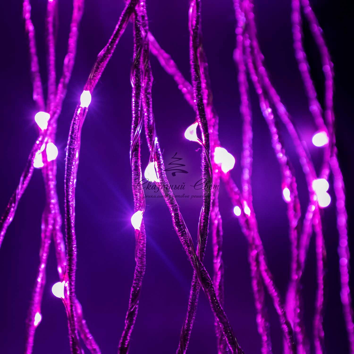 Гирлянда Роса "Конский Хвост" 1,5м Розовая, 12В, 200 LED, Провод Прозрачный Проволока, IP67 - Image 2