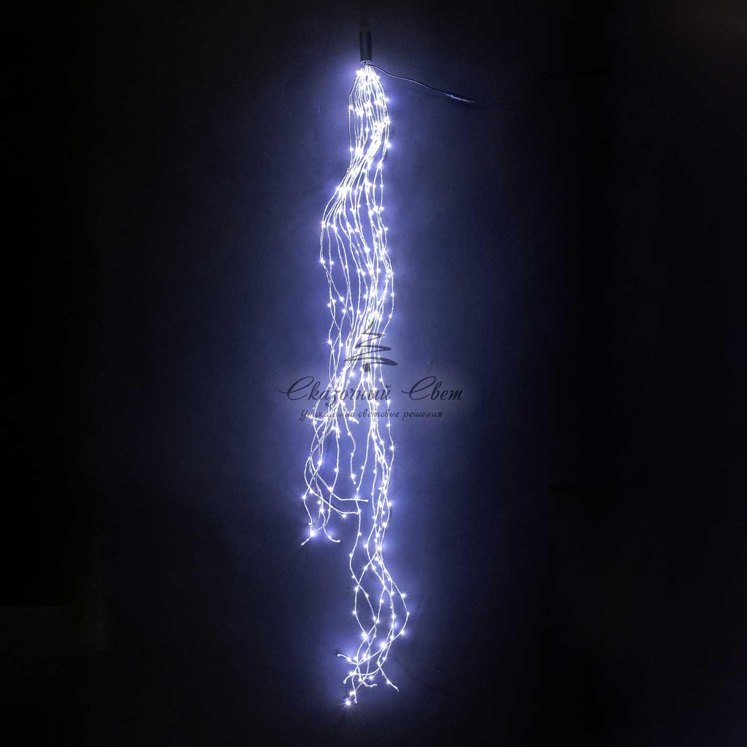 Гирлянда Роса "Конский Хвост" 2,5м Белая, 24В, 700 LED, Провод Прозрачный Проволока, IP67