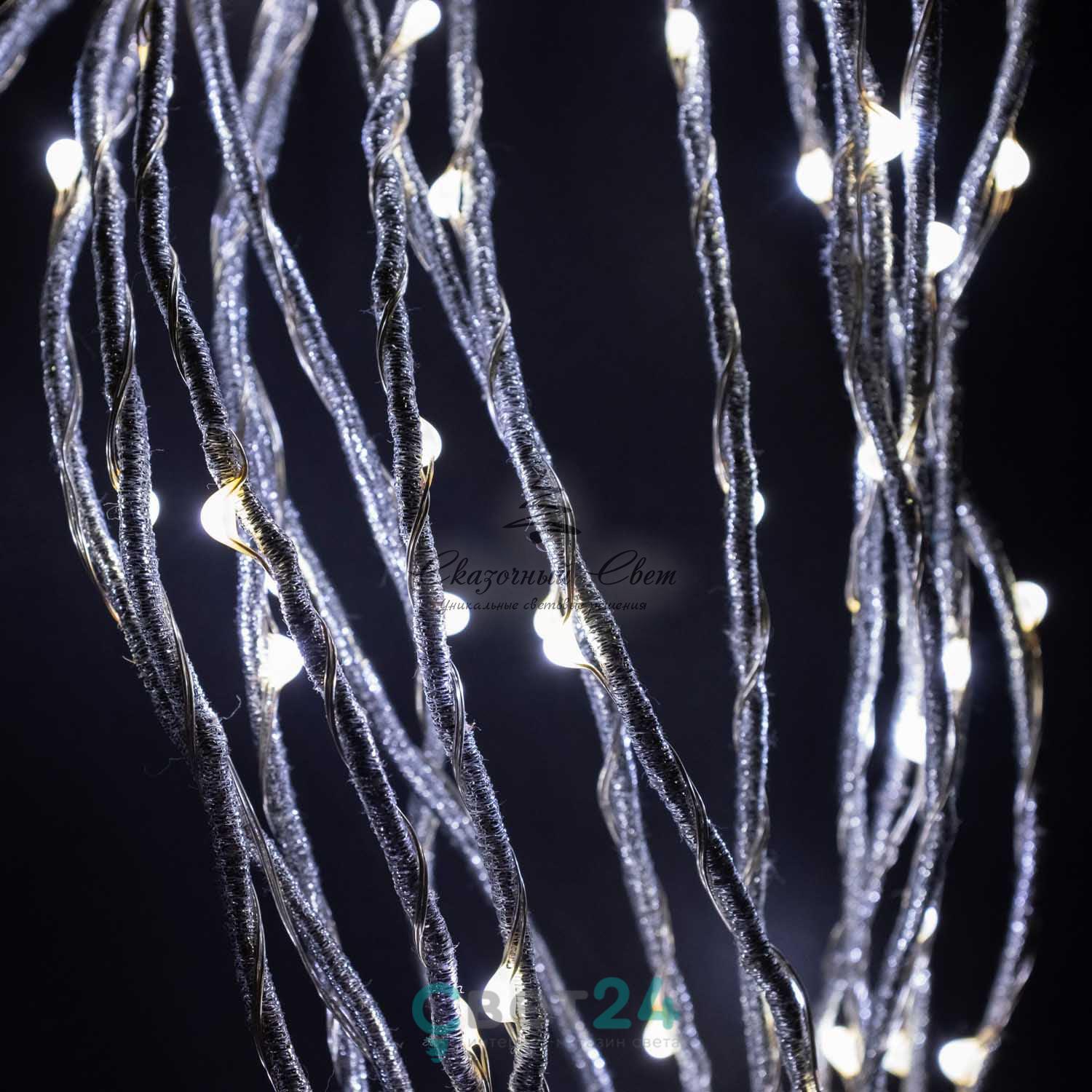 Гирлянда Роса "Конский Хвост" 2,5м Белая, 24В, 700 LED, Провод Прозрачный Проволока, IP67 - Image 2