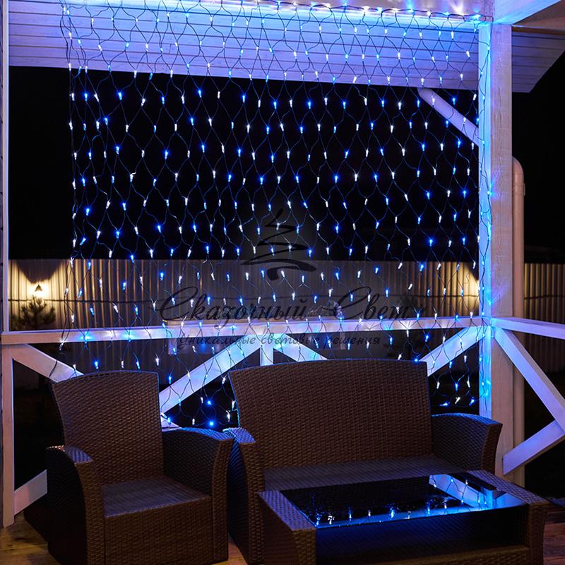 Гирлянда "Сеть" 2,5х2,5м, черный ПВХ, 432 LED Белые/Синие - Image 3