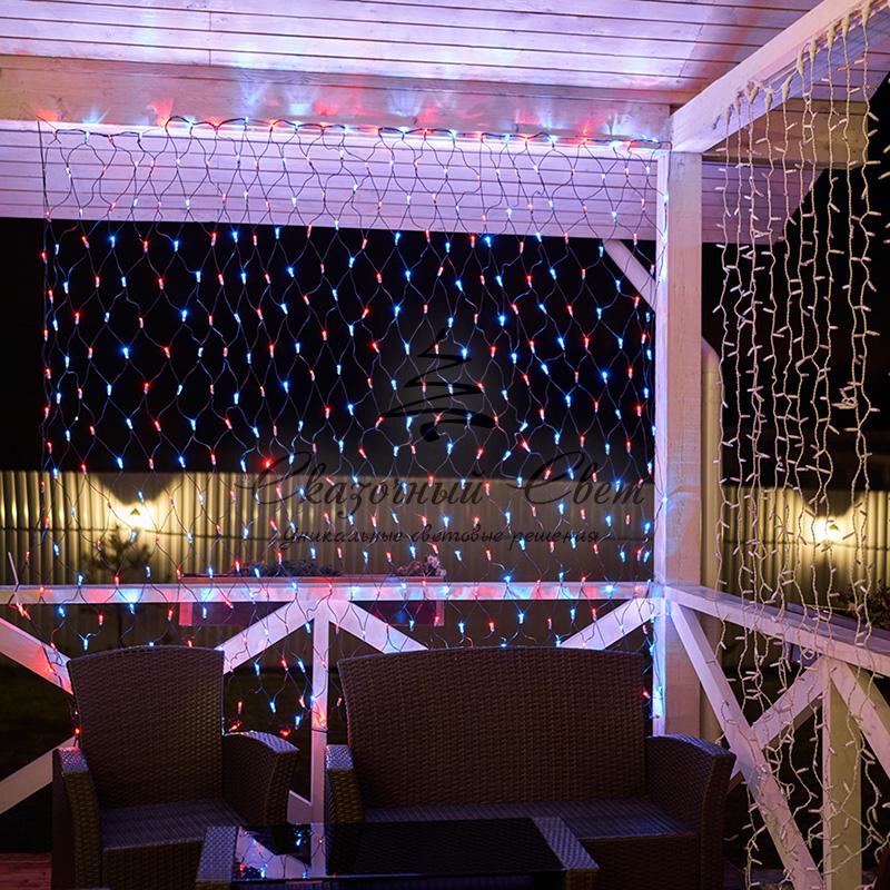 Гирлянда "Сеть" 2,5х2,5м, черный ПВХ, 432 LED Красные/Синие - Image 3