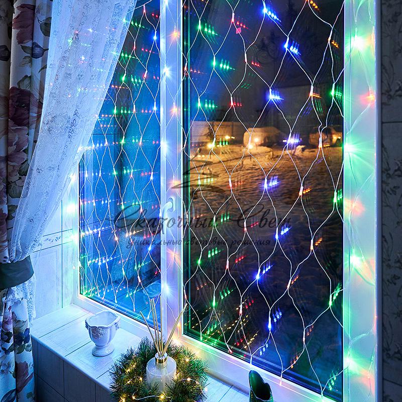 Гирлянда «Сеть» 1,5х1,5 м, прозрачный ПВХ, 96 LED мультиколор - Image 3