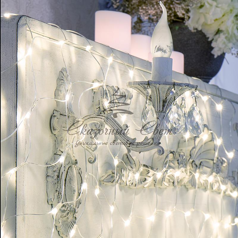 Гирлянда "Сеть" 1,8х1,5м, прозрачный ПВХ, 180 LED Белые - Image 3