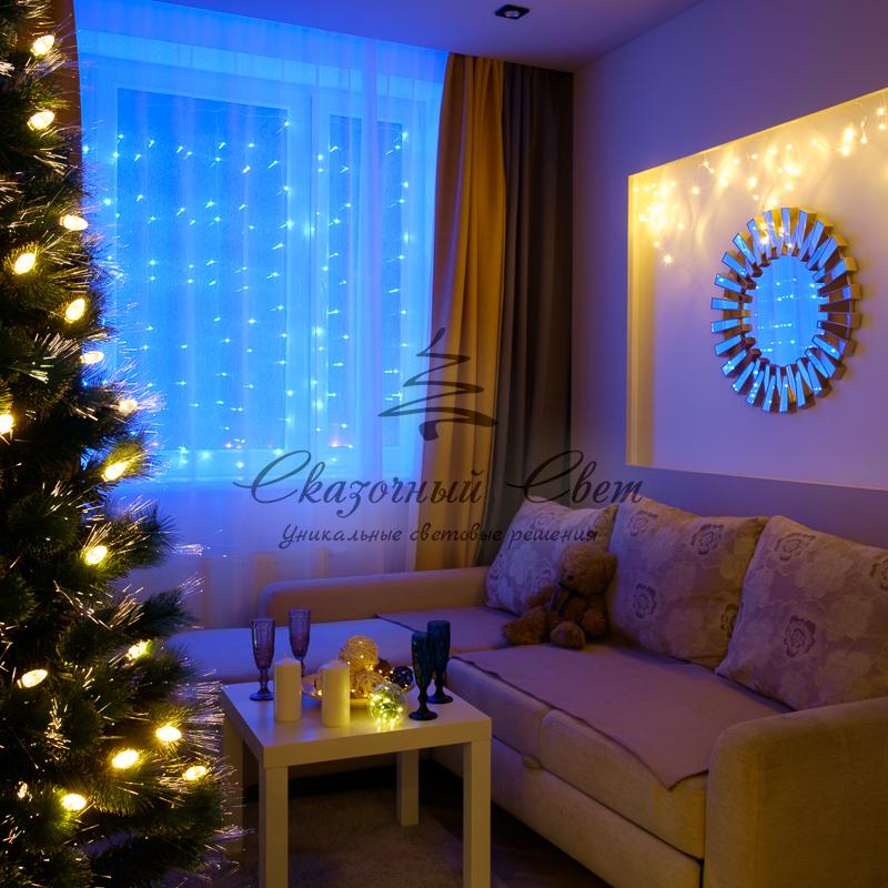 Гирлянда "Светодиодный Дождь" 1,5х1,5м, свечение с динамикой, прозрачный провод, 230 В, диоды СИНИЕ - Image 3