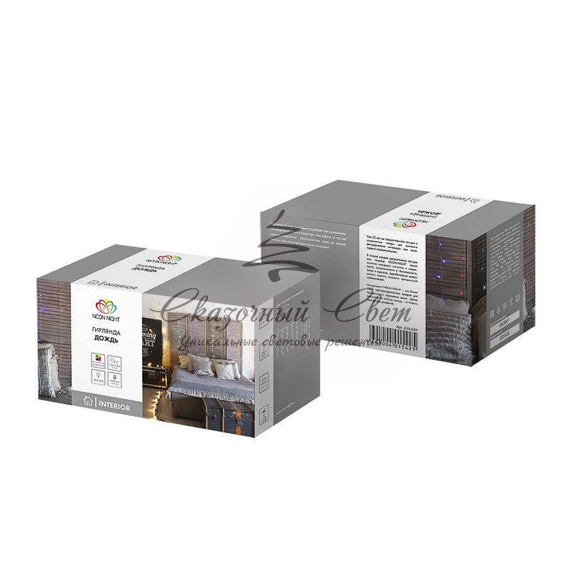 Гирлянда "Светодиодный Дождь" 1,5х1,5м, свечение с динамикой, прозрачный провод, 230 В, диоды МУЛЬТИКОЛОР - Image 3