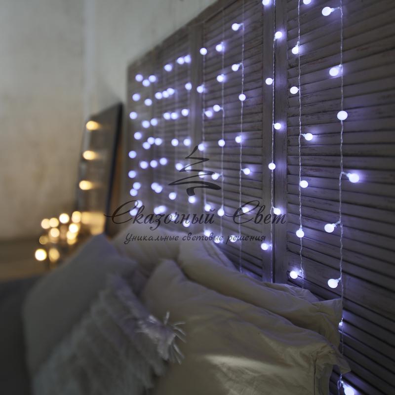 Гирлянда "Светодиодный Дождь" 1,5*1,5 м, с насадками шарики, свечение с динамикой, прозрачный провод, 230 В, диоды Белый - Image 3