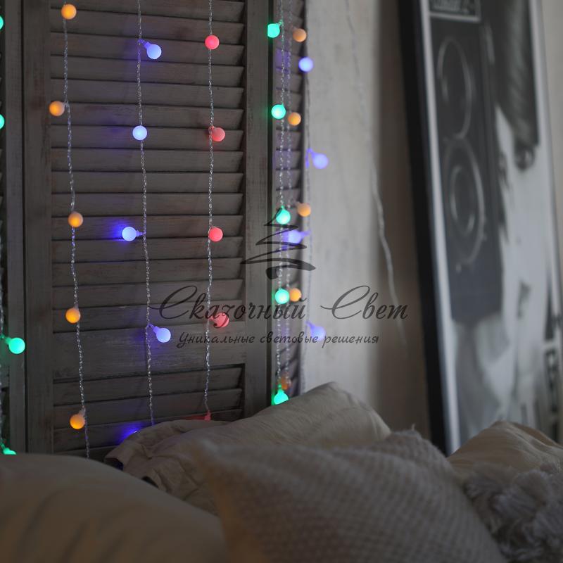 Гирлянда "Светодиодный Дождь" 1,5*1,5 м, с насадками шарики, свечение с динамикой, прозрачный провод, 230 В, диоды Мультиколор - Image 3