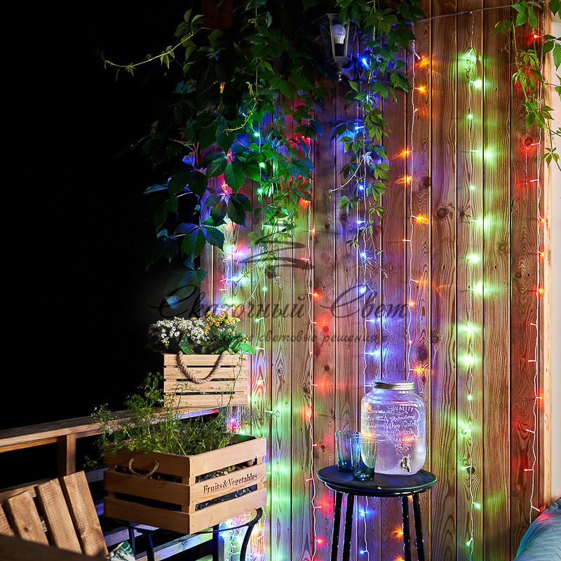 Гирлянда «Светодиодный Дождь» 3х2 м, свечение с динамикой, прозрачный провод, 230 В, диоды мультиколор - Image 3