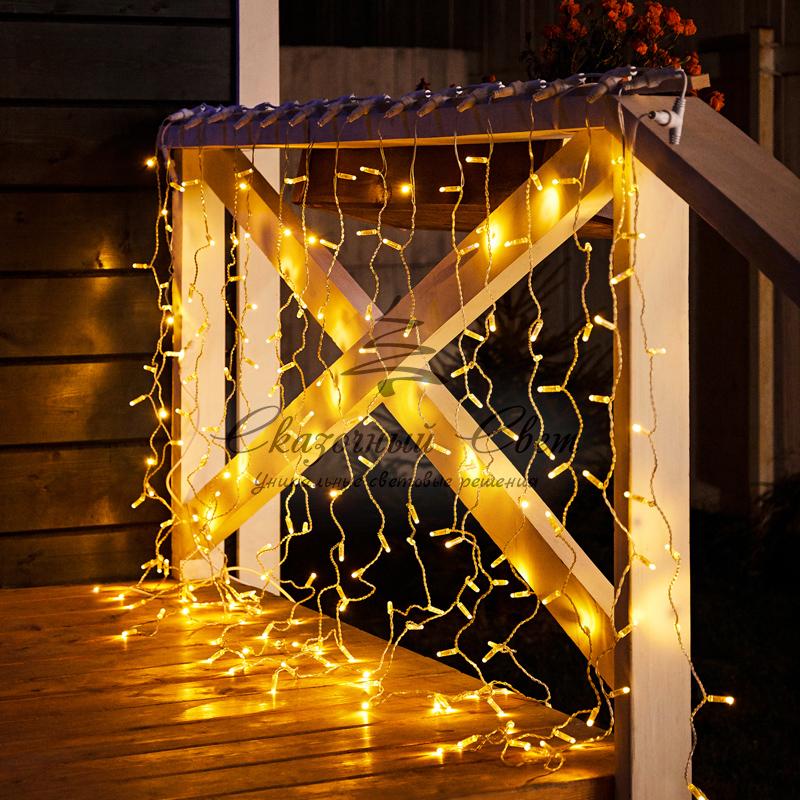 Гирлянда "Светодиодный Дождь" 2х1,5м, постоянное свечение, прозрачный провод, 230 В, диоды ТЕПЛЫЙ БЕЛЫЙ - Image 3