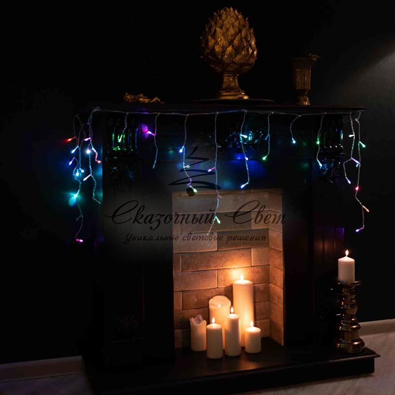 Гирлянда Айсикл (бахрома) светодиодный, 1,8 х 0,5 м, прозрачный провод, 230 В, диоды RGB - Image 3