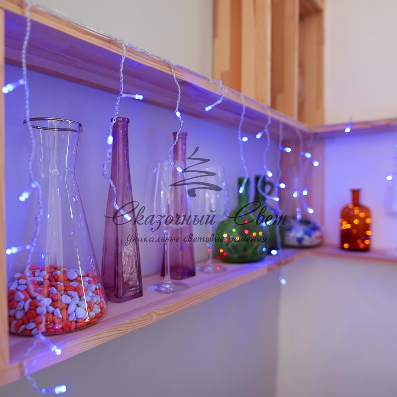 Гирлянда Айсикл (бахрома) светодиодный, 1,8 х 0,5 м, прозрачный провод, 230 В, диоды синие - Image 3