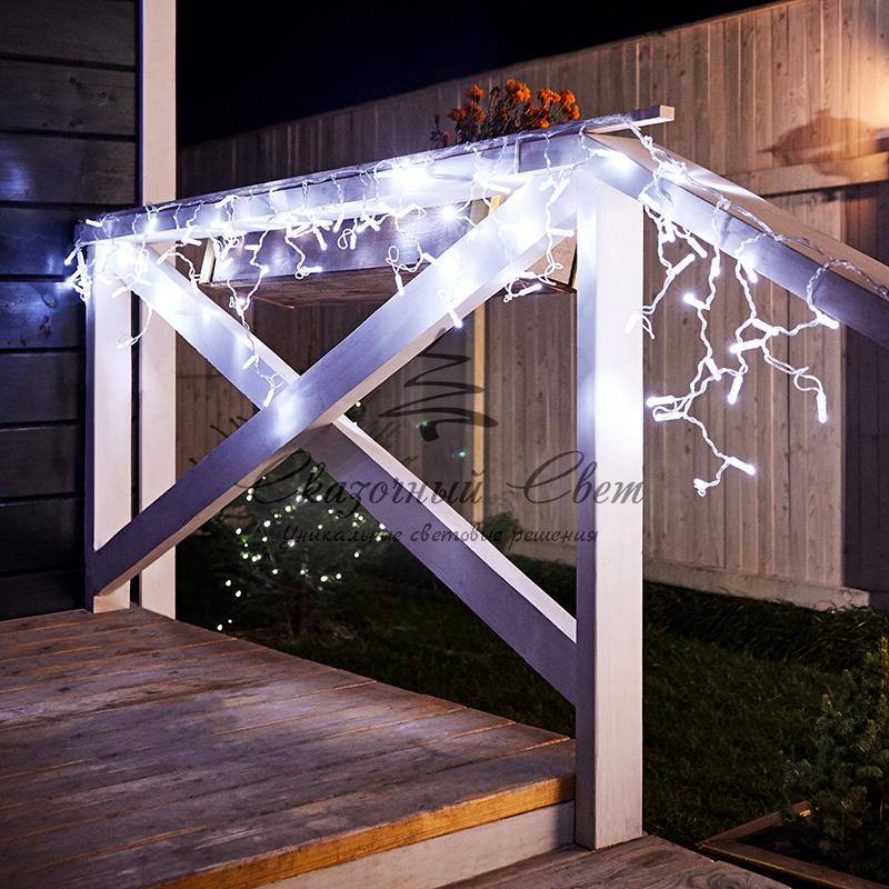 Гирлянда Айсикл (бахрома) светодиодный, 2,4 х 0,6 м, прозрачный провод, 230 В, диоды белые, 88 LED NEON-NIGHT - Image 3