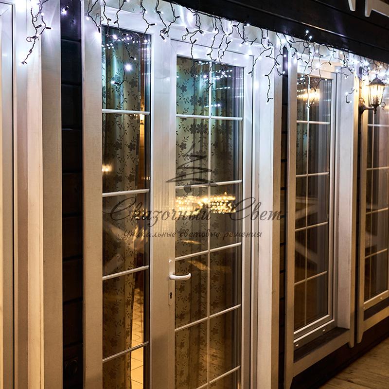 Гирлянда Айсикл (бахрома) светодиодный, 4,8 х 0,6 м, черный провод, 230 В, диоды белые, 176 LED NEON-NIGHT - Image 3