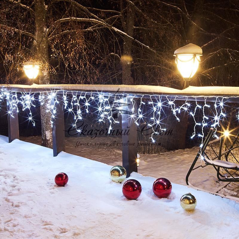 Гирлянда Айсикл (бахрома) светодиодный, 4,8 х 0,6 м, белый провод, 230 В, диоды белые, 176 LED NEON-NIGHT - Image 3