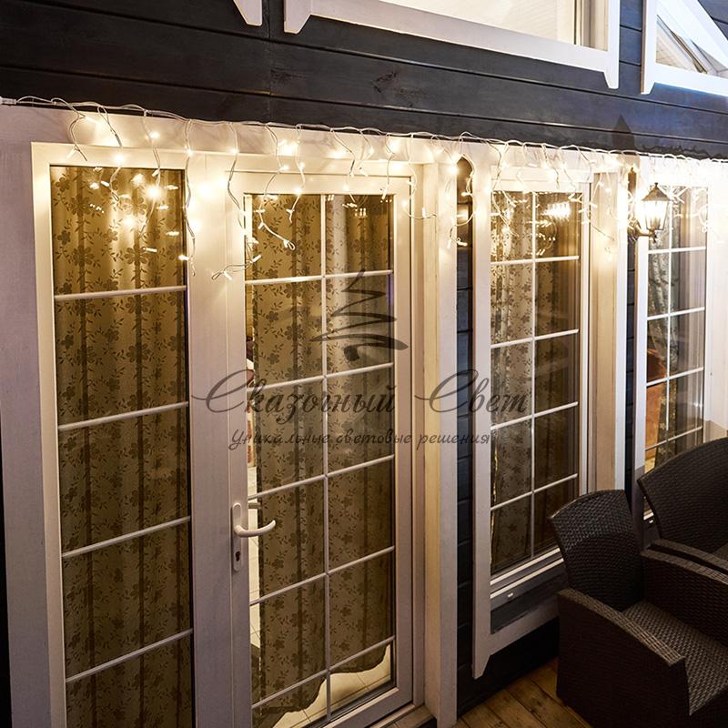 Гирлянда Айсикл (бахрома) светодиодный, 4,0 х 0,6 м, белый провод "КАУЧУК", 230 В, диоды ТЕПЛЫЙ БЕЛЫЙ, 128 LED - Image 3