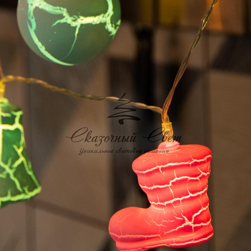 Гирлянда светодиодная «Новый год» 1,5 м, прозрачный ПВХ, 10 LED, теплый белый, питание 2 х АА (батарейки не в комплекте) - Image 3