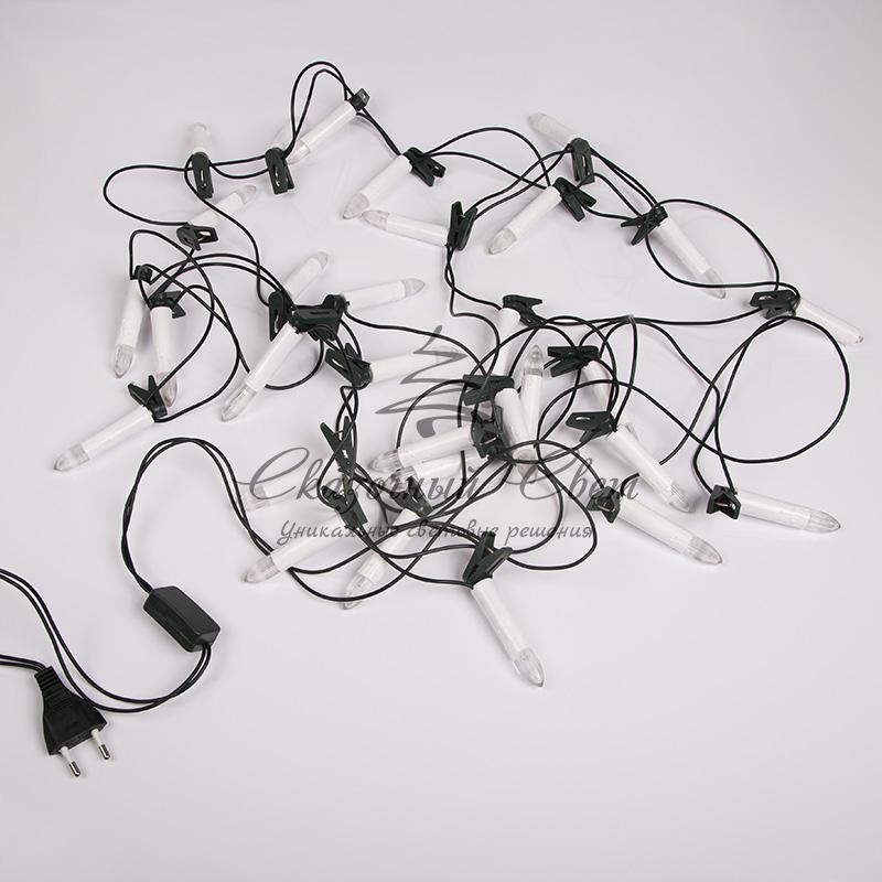 Гирлянда "Свечи" 4м, темно-зеленый ПВХ, 20 LED ТЕПЛЫЙ БЕЛЫЙ - Image 3