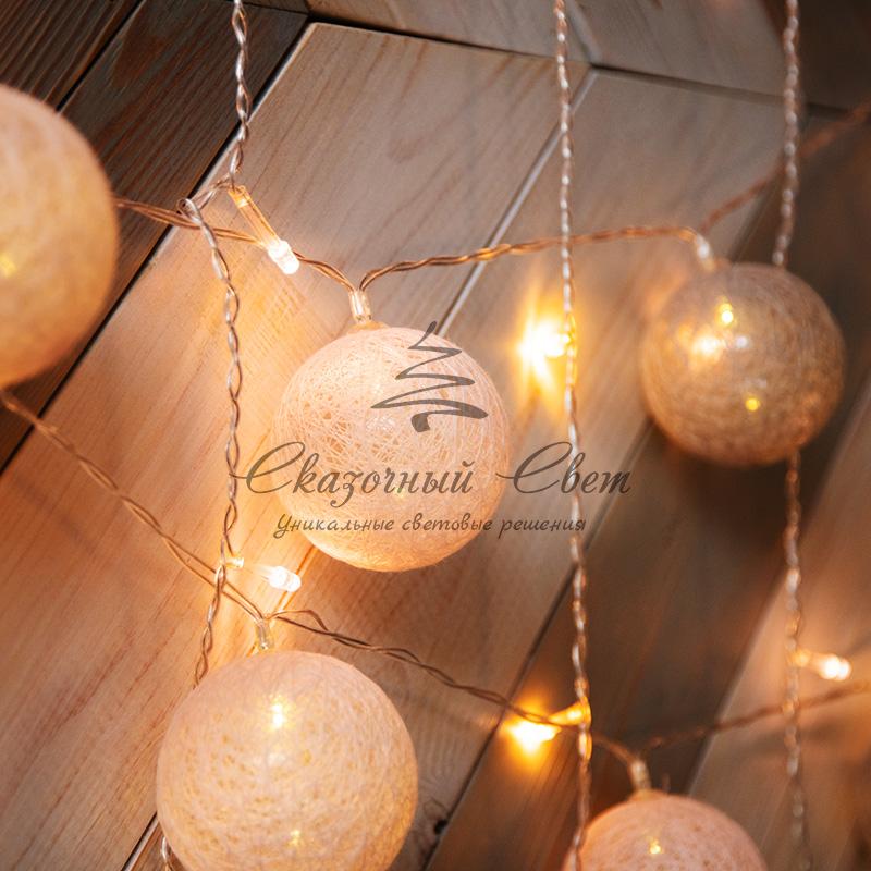 Тайские фонарики «Вельвет» 3,5 м, прозрачный ПВХ, 20 LED, теплый белый, питание 2 х АА (батарейки не в комплекте) - Image 3